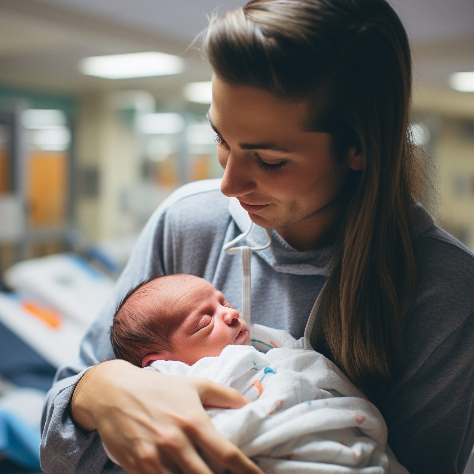 Happy mother holding her baby